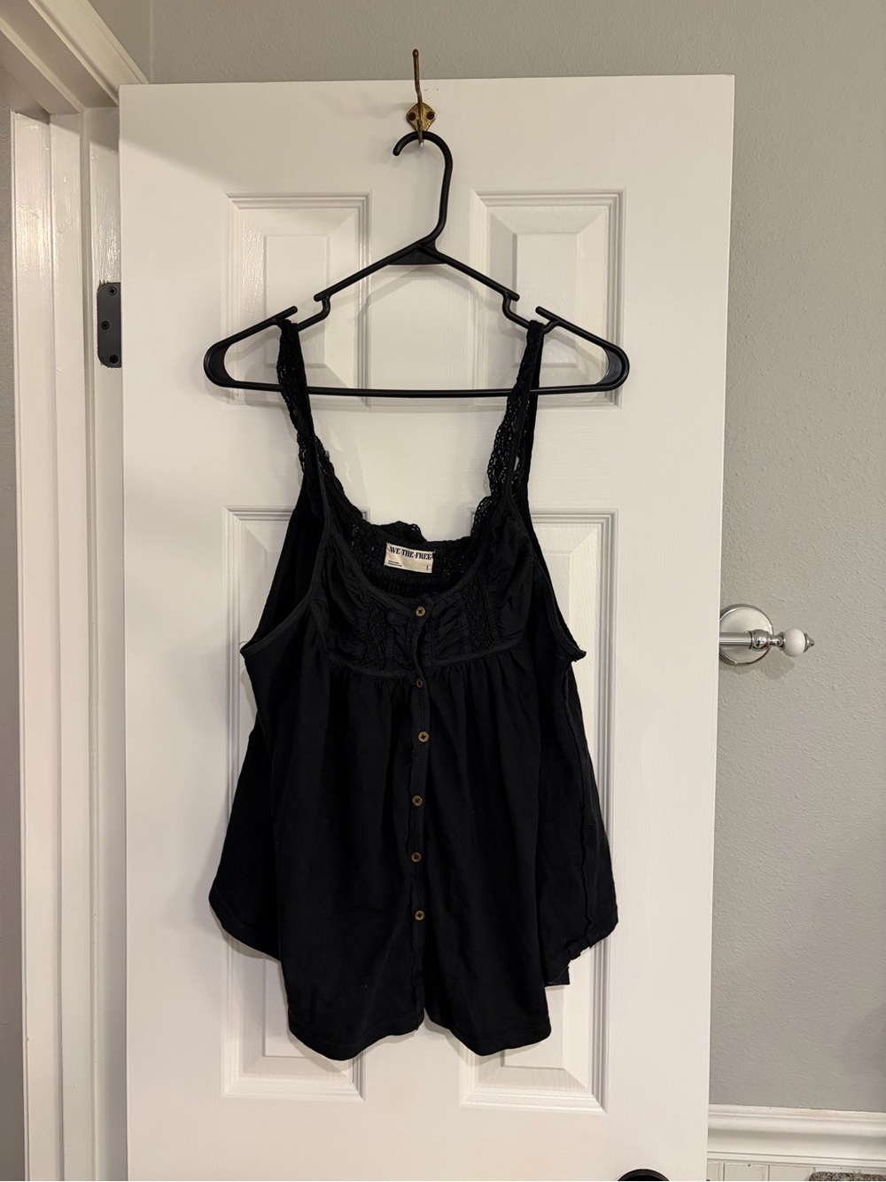We The Free Free People In Bloom Cami Black Lace Square Neck L
